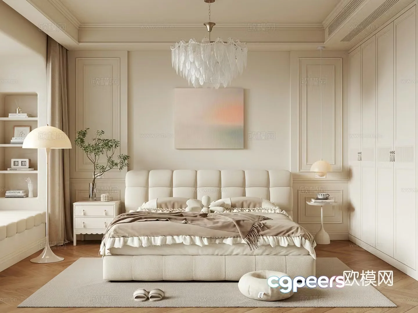Cream style bedroom master bedroom 3d model