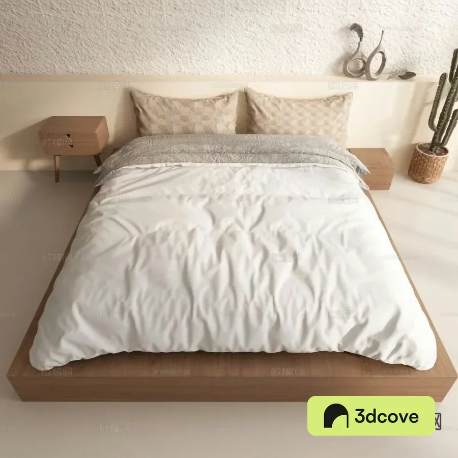 Wabi-sabi style double bed