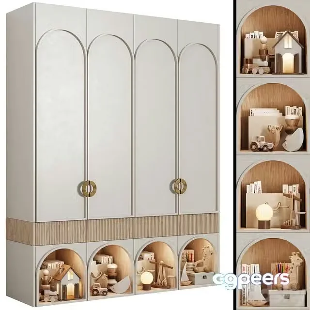 3ds Max Free – Children’s modular wardrobe in neoclassical style 10