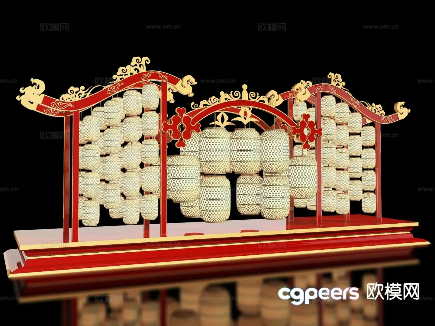 New Chinese style lantern device Meichen 3D model
