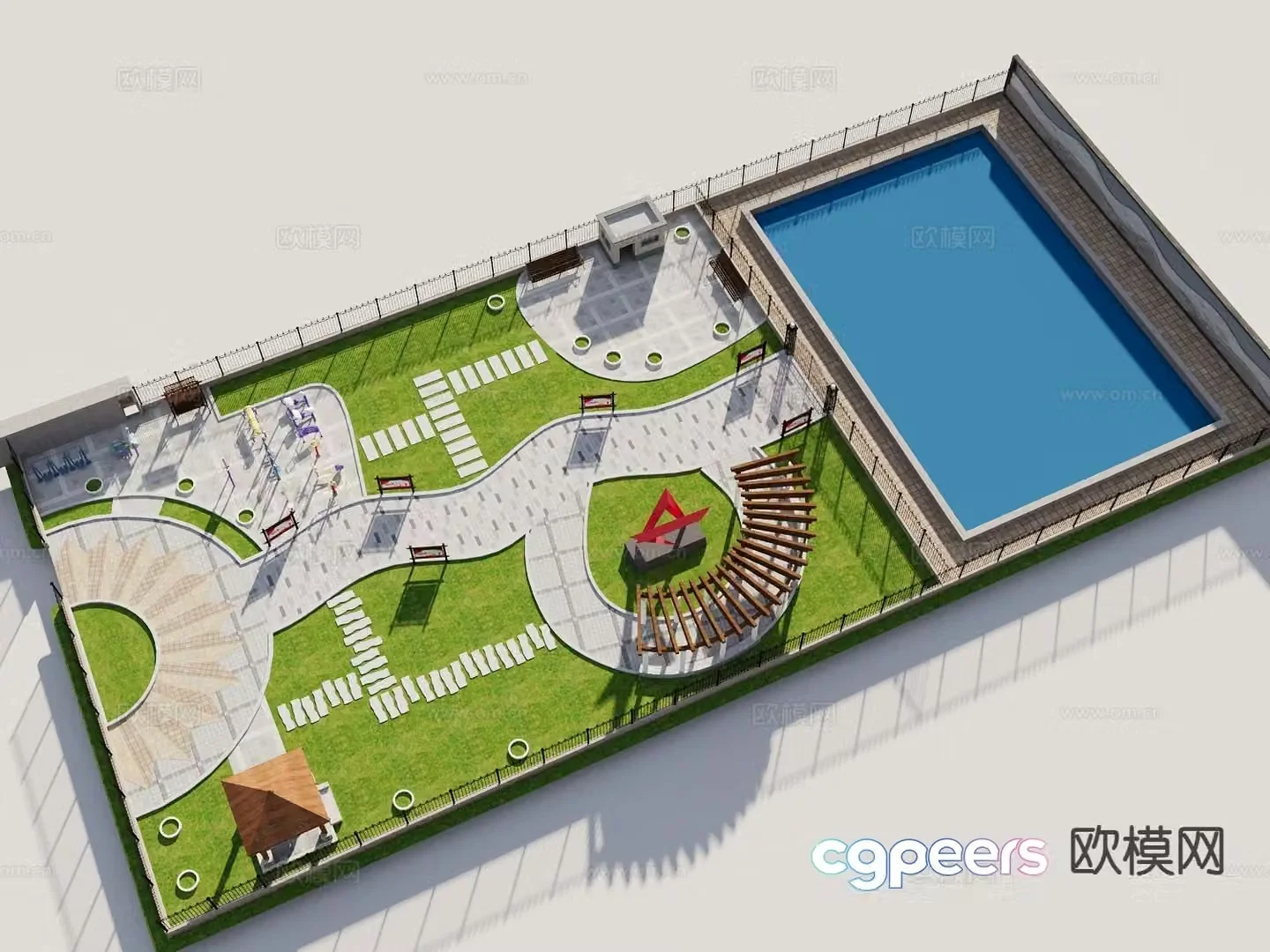 Park landscape terrain landscape 3d model