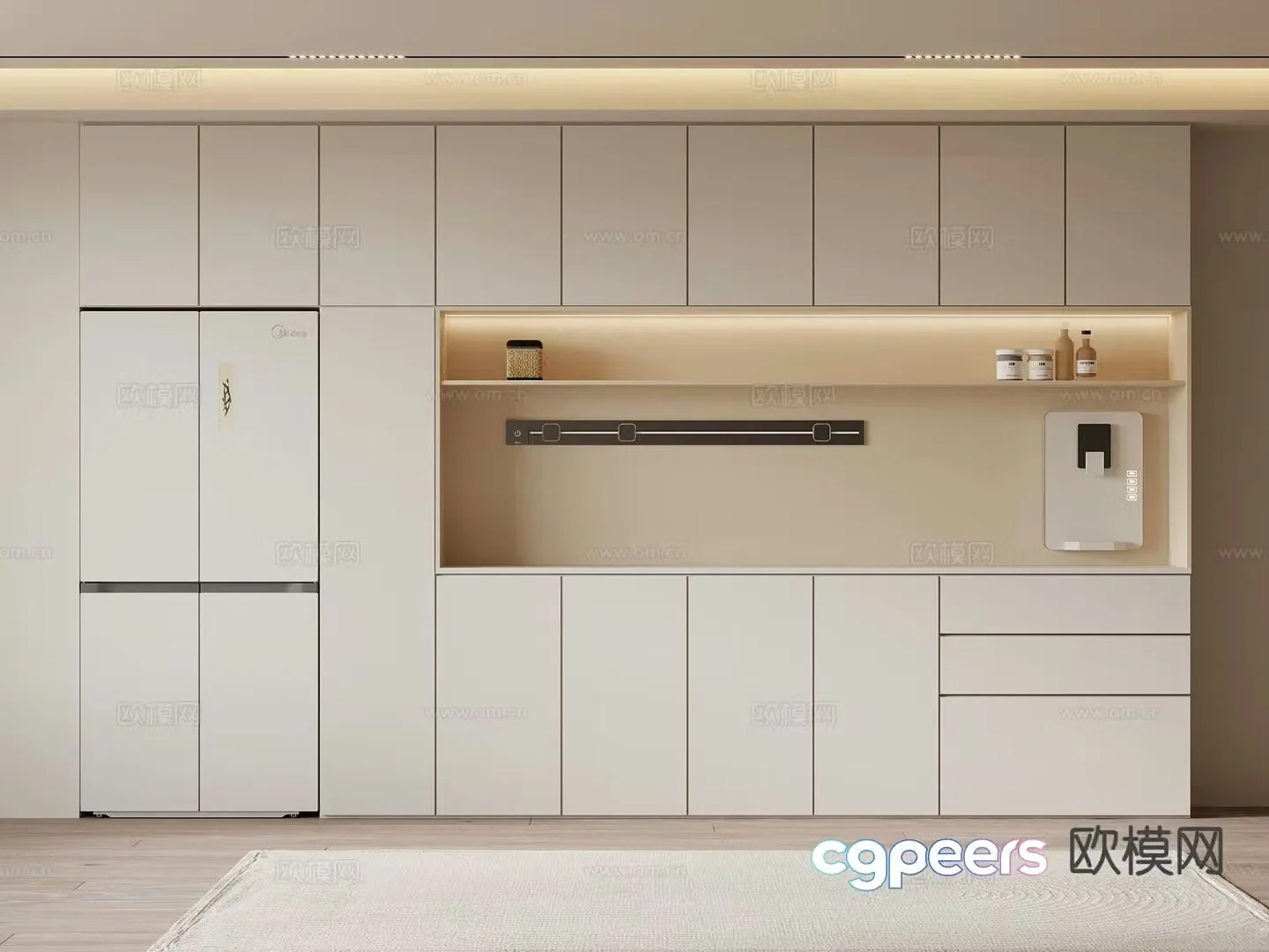 Cream style wine cabinet sideboard 3d model