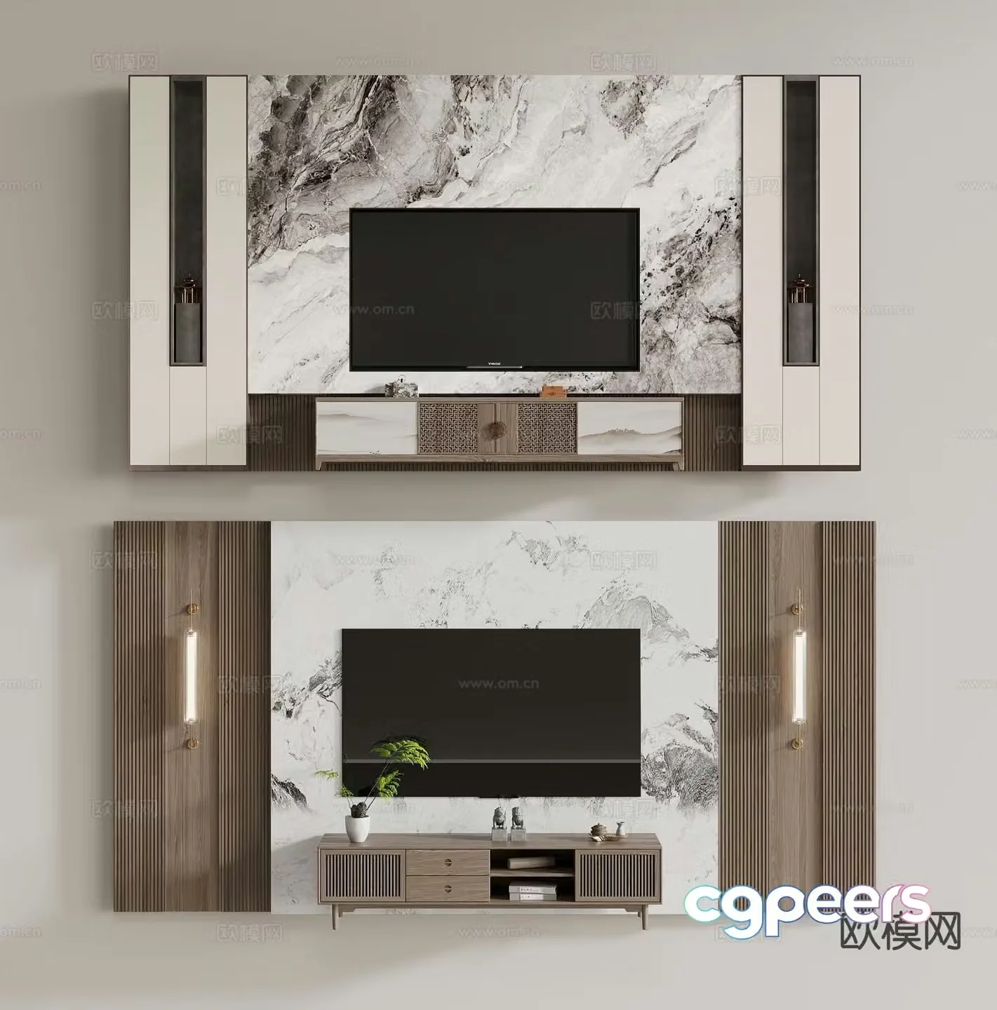 New Chinese style background wall TV background 3d model