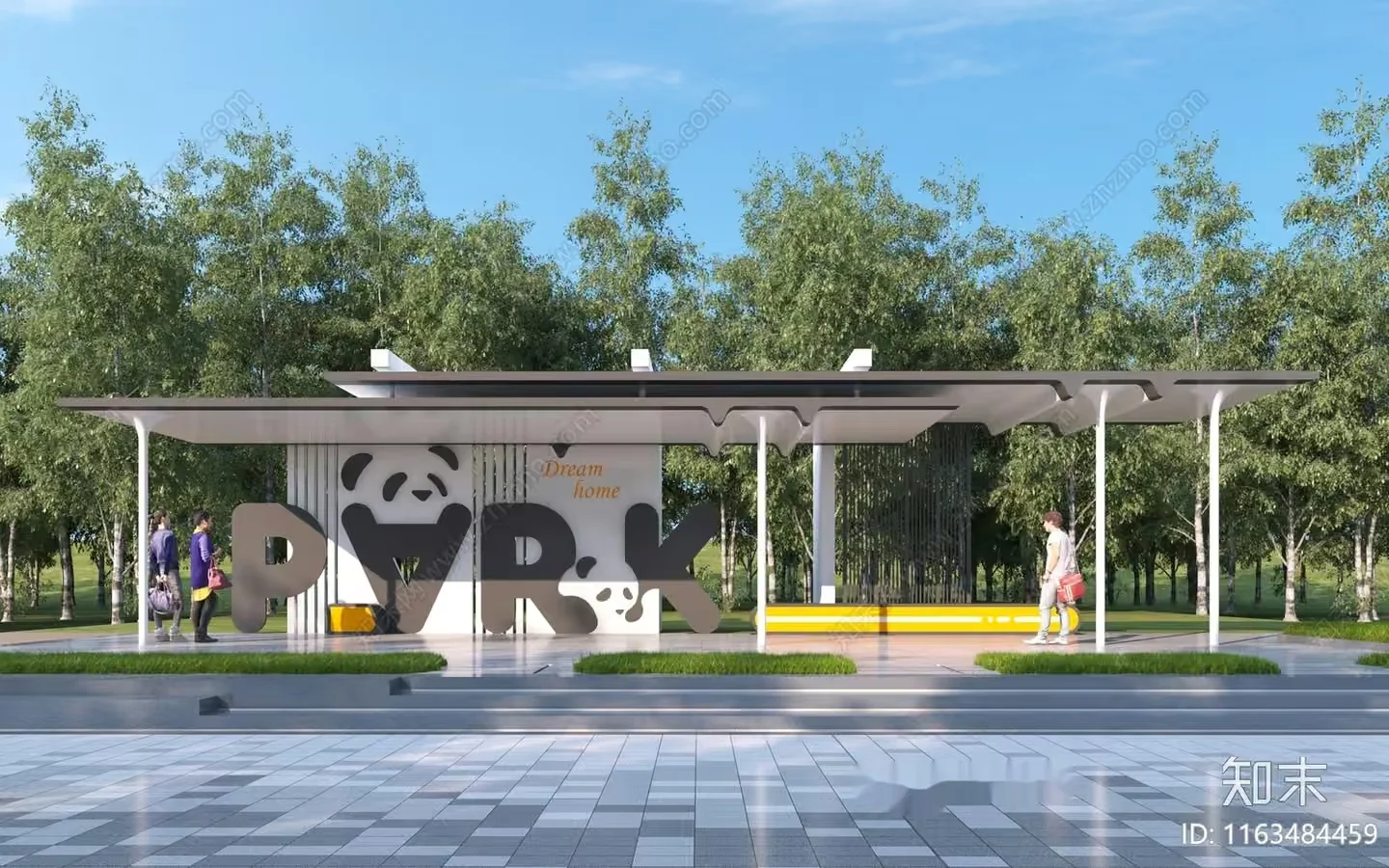 Modern Bus Stop 3D Model – 11076 – VRAY Render