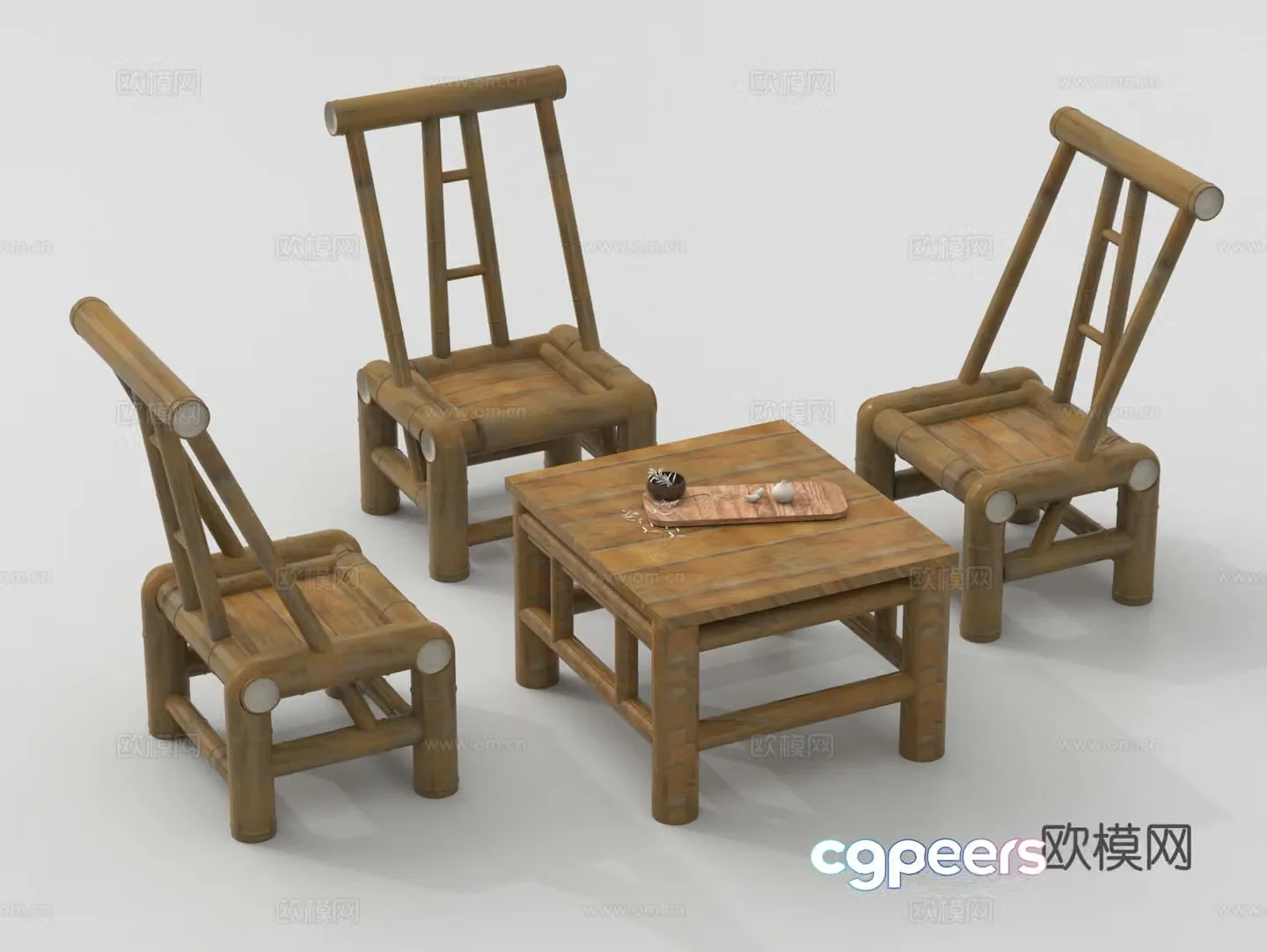 Rattan table and chairs leisure table and chairs outdoor table and chairs tea table and chairs 3D model