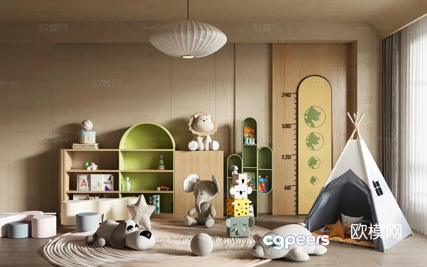 Modern children’s entertainment room Toy room Children’s room Toy doll combination Children’s bookcase 3D model