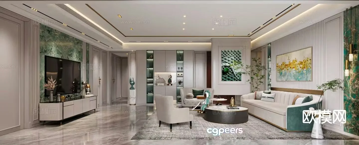Light luxury living room 3D model