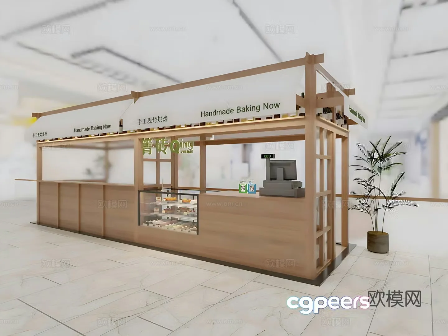 Modern snack shop stall bakery 3d model