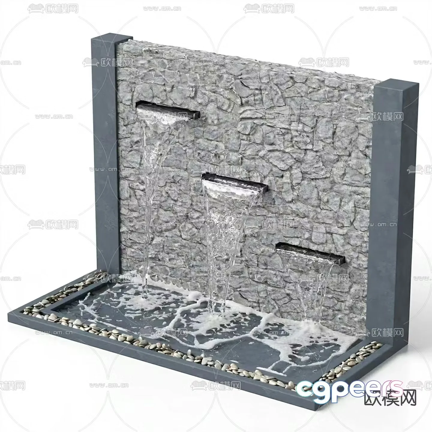 waterfall wall pool 3d model
