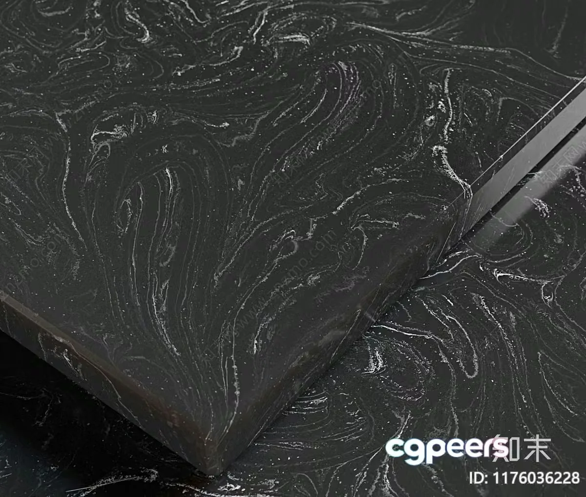 A Black Marble Countertop With A Distinctive White Veining Pattern 3D Model – 781 – CORONA Render