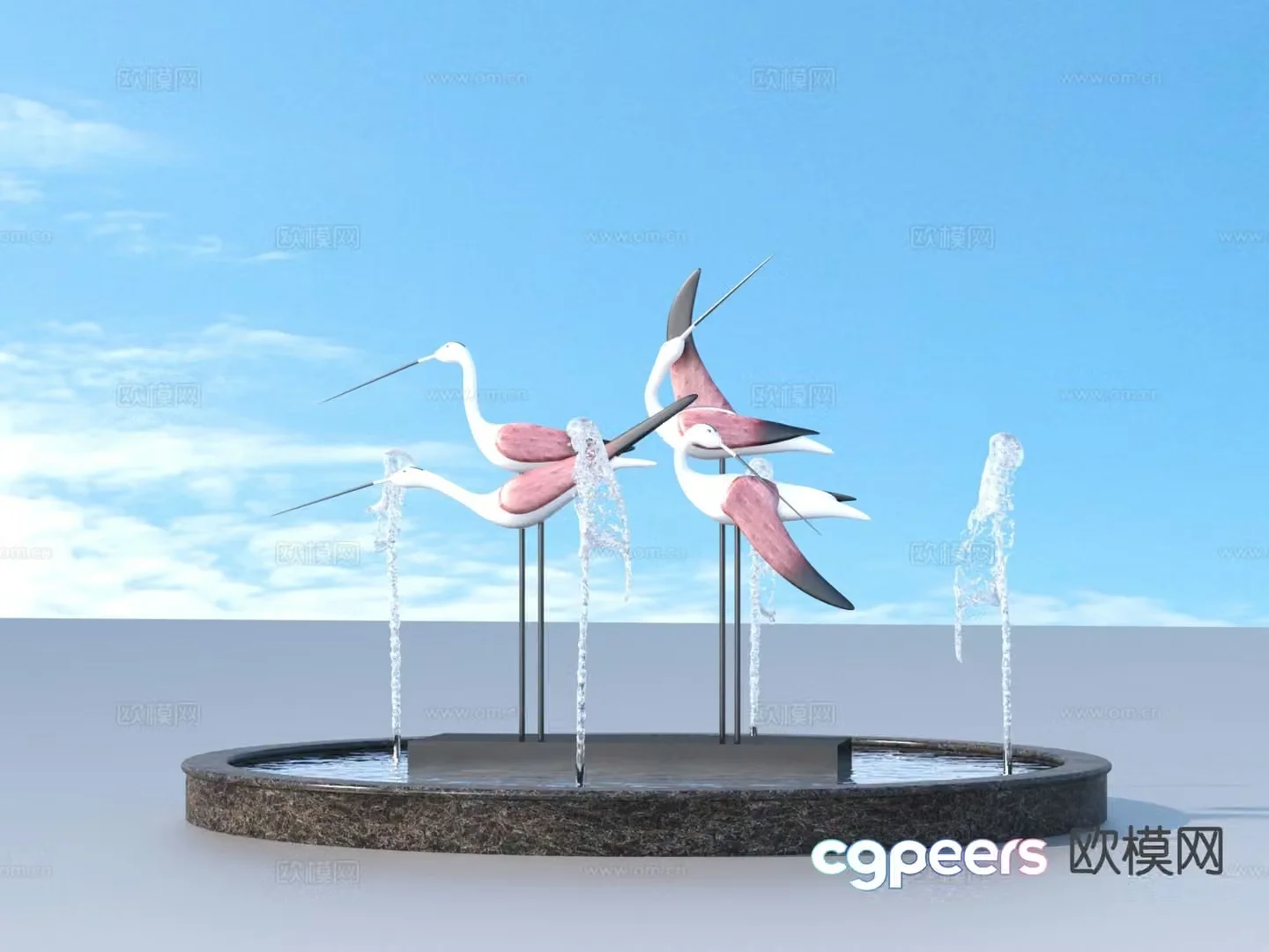 urban sculpture waterscape landscape sculpture 3d model