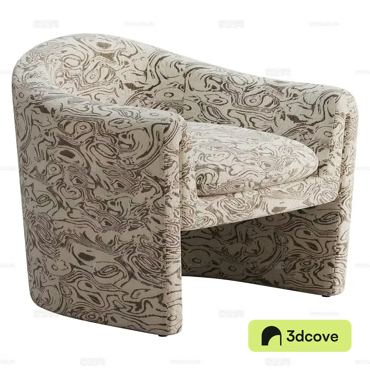 Modern Italian Willow Jacquard Sculpture Chair
