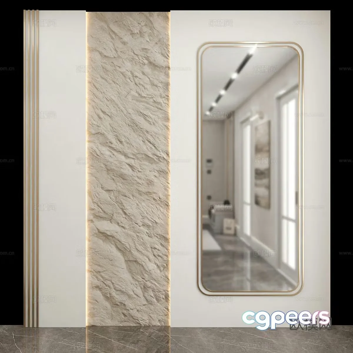 Mirror decorative wall 3d model