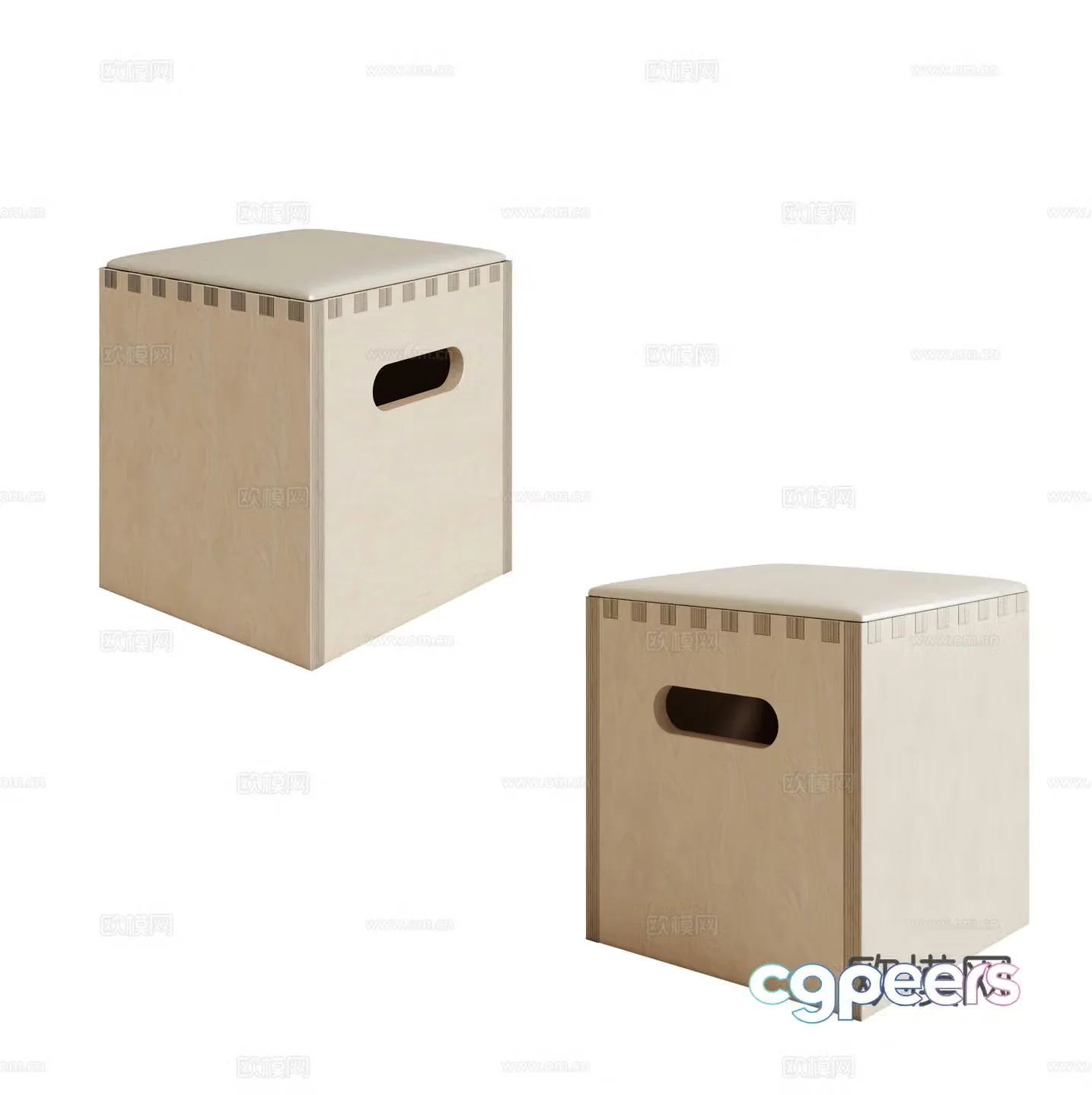 Modern wooden bench stool dwarf stool changing shoe stool 3D model