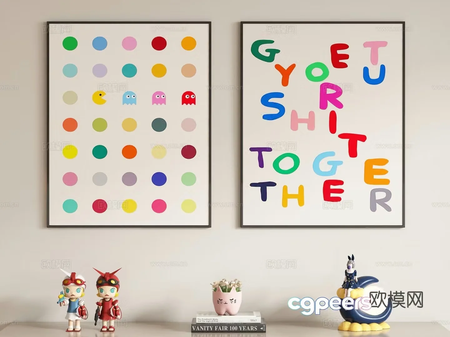 Modern cream style children’s decorative painting hanging painting 3d model
