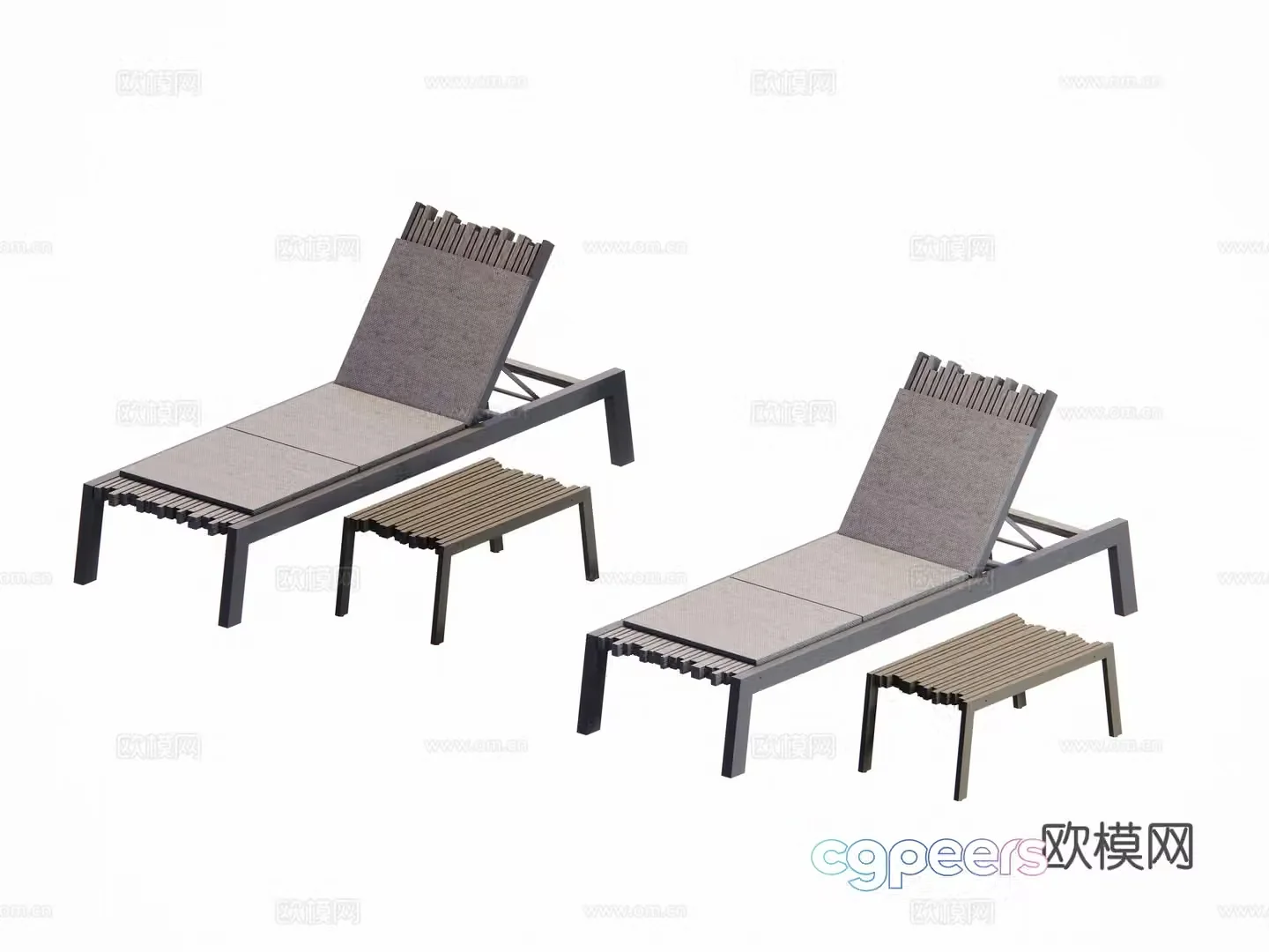 Modern outdoor courtyard swimming pool beach single lounge chair combination 3d model
