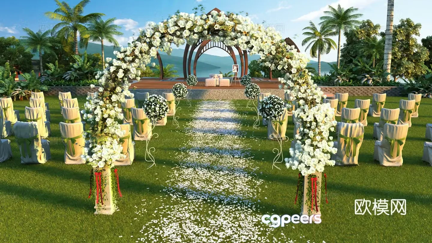 wedding scene outdoor wedding 3d model