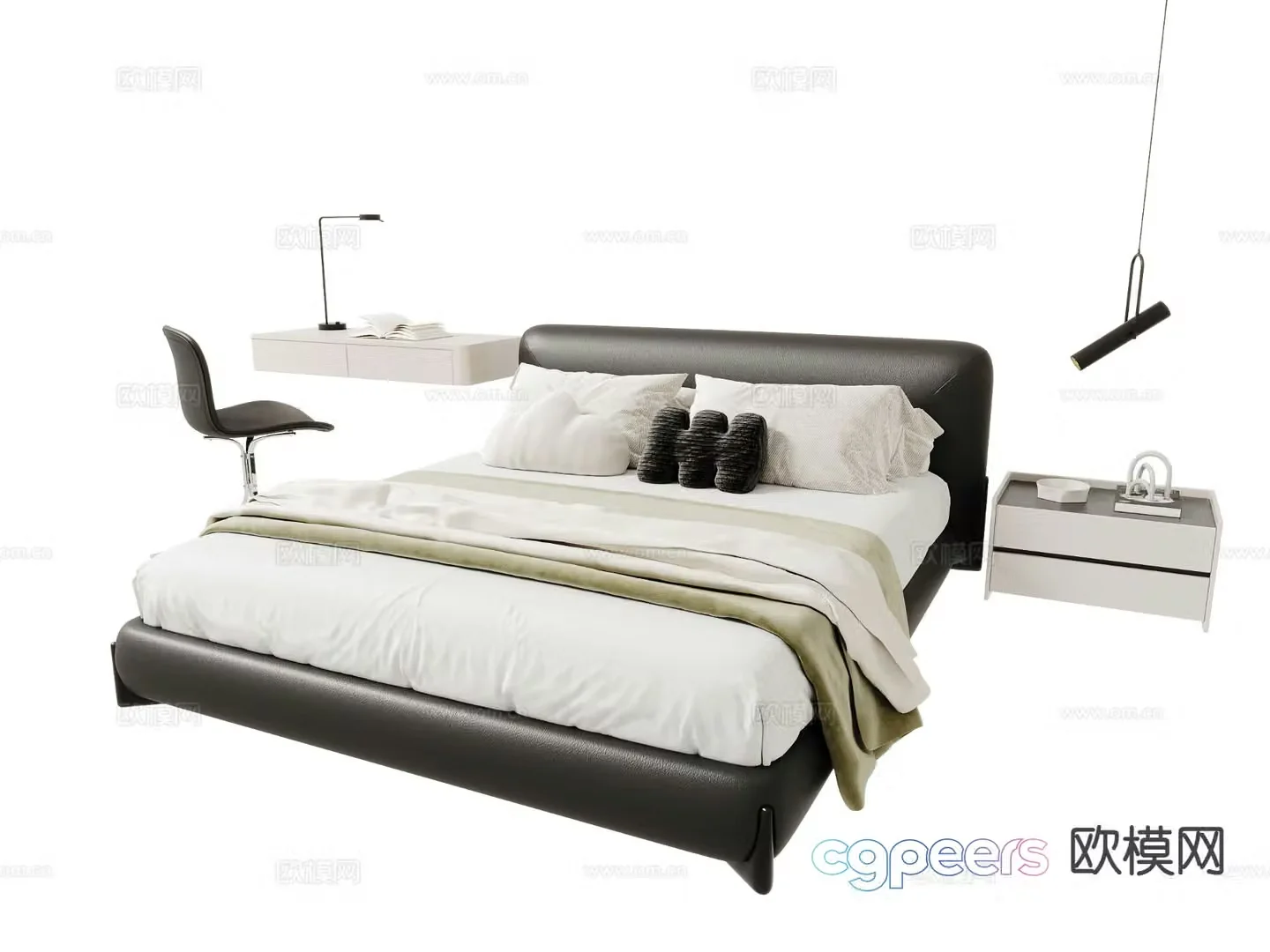 Modern double bed 3d model