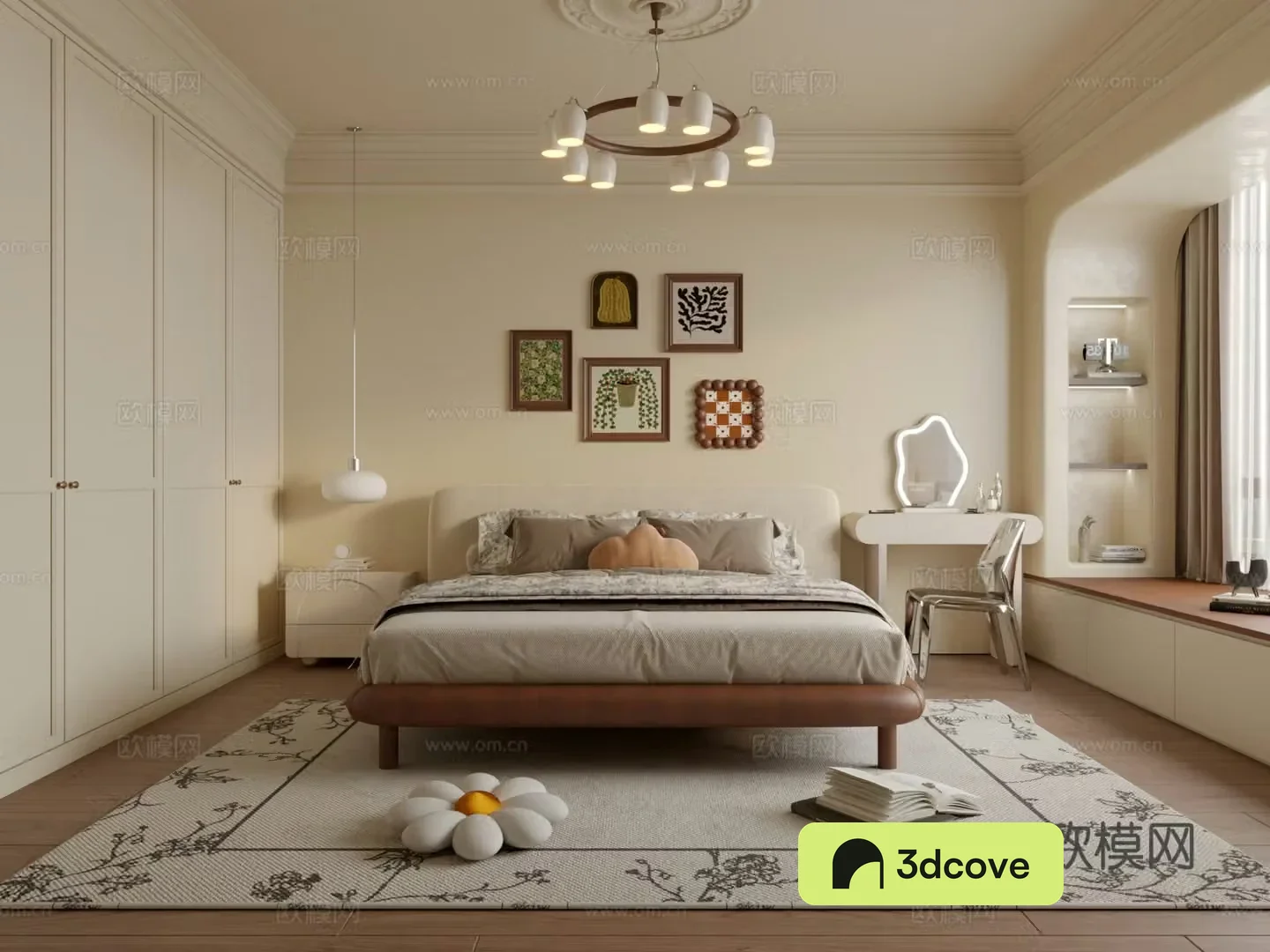 Creamy style retro bedroom