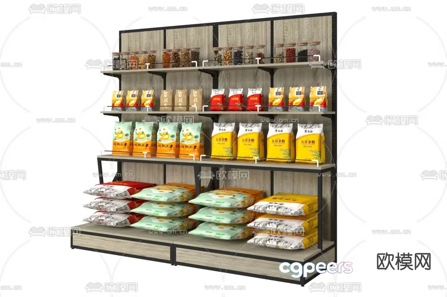 Rice rack supermarket shelf dry shelf 3d model