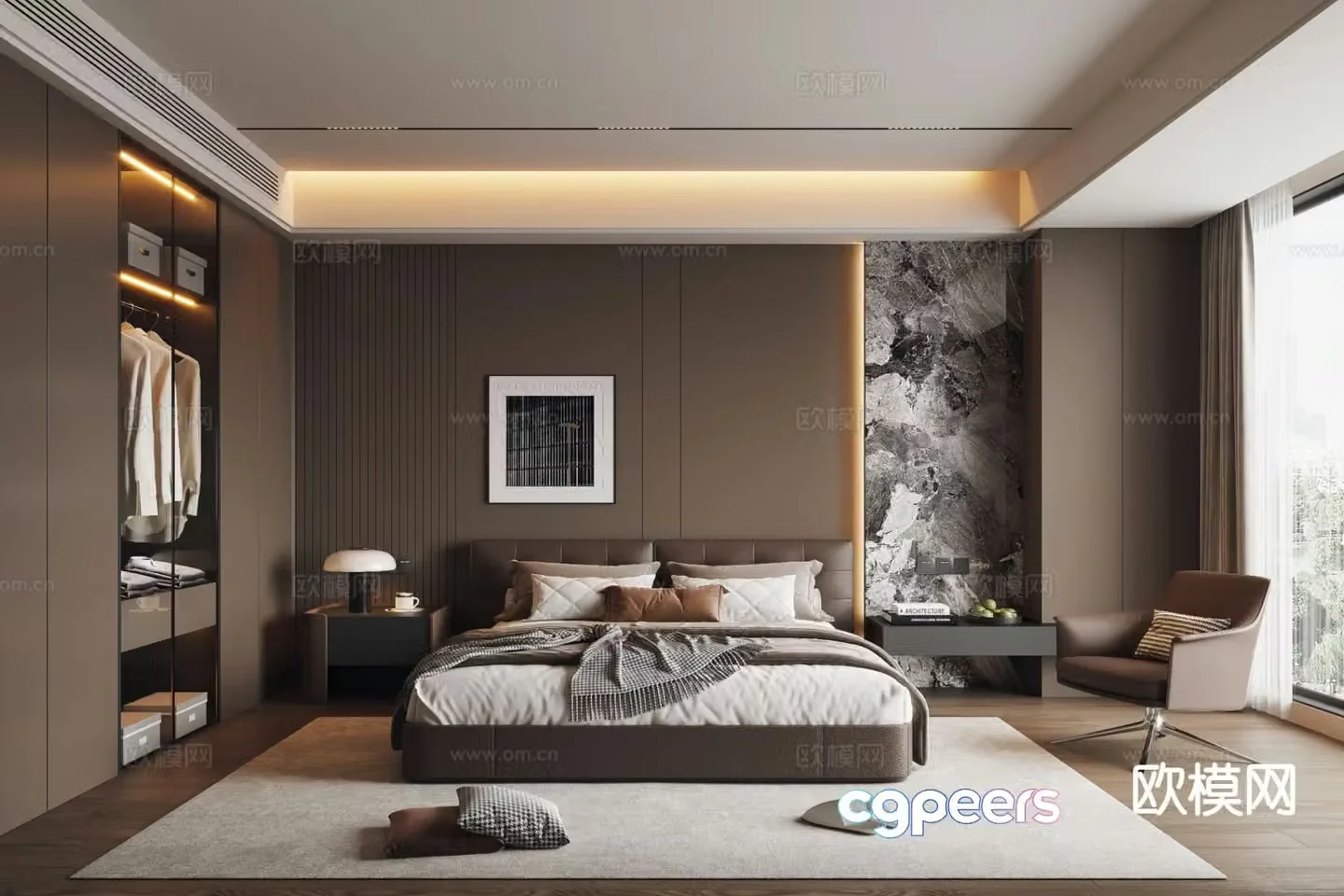 Italian style bedroom master bedroom 3d model