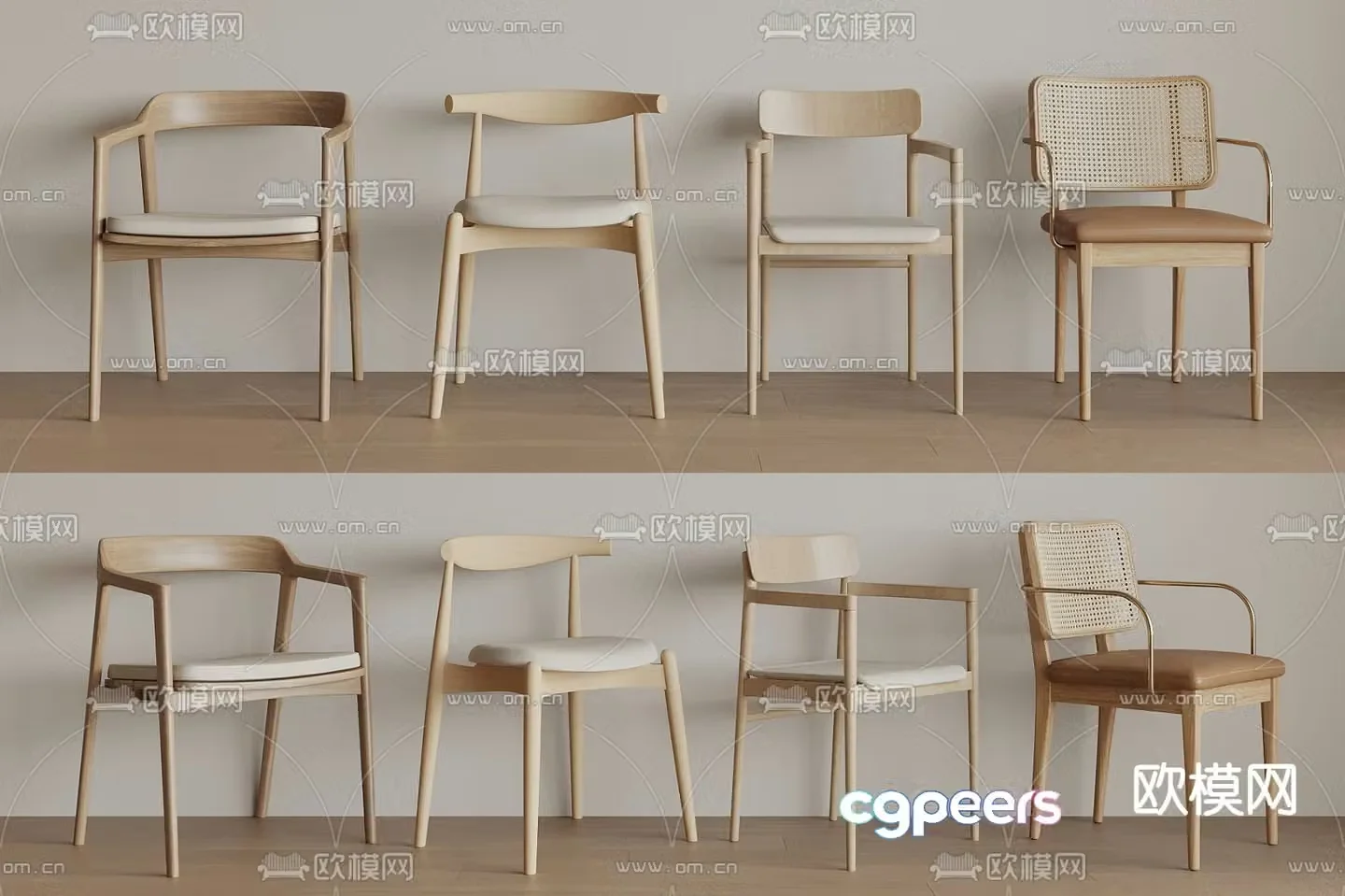 Nordic dining chair single chair 3d model