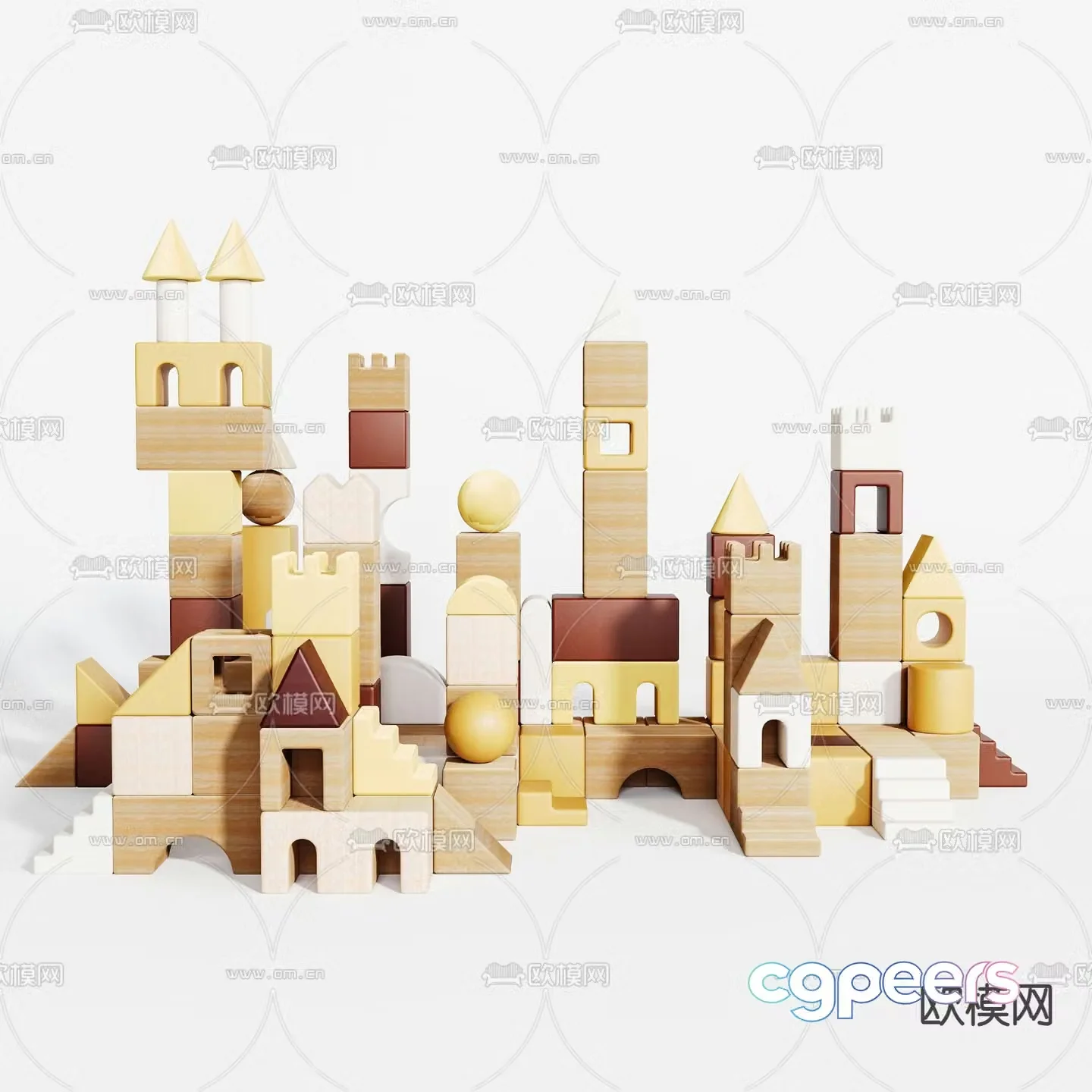Building block toy castle 3d model
