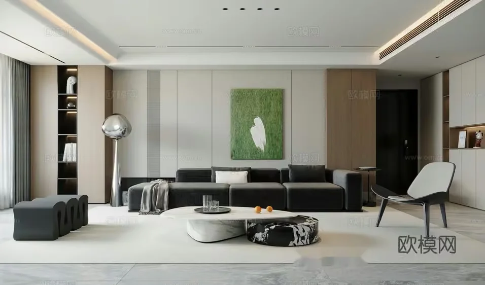 Modern Living Room 3D Model – 9265 – VRAY Render