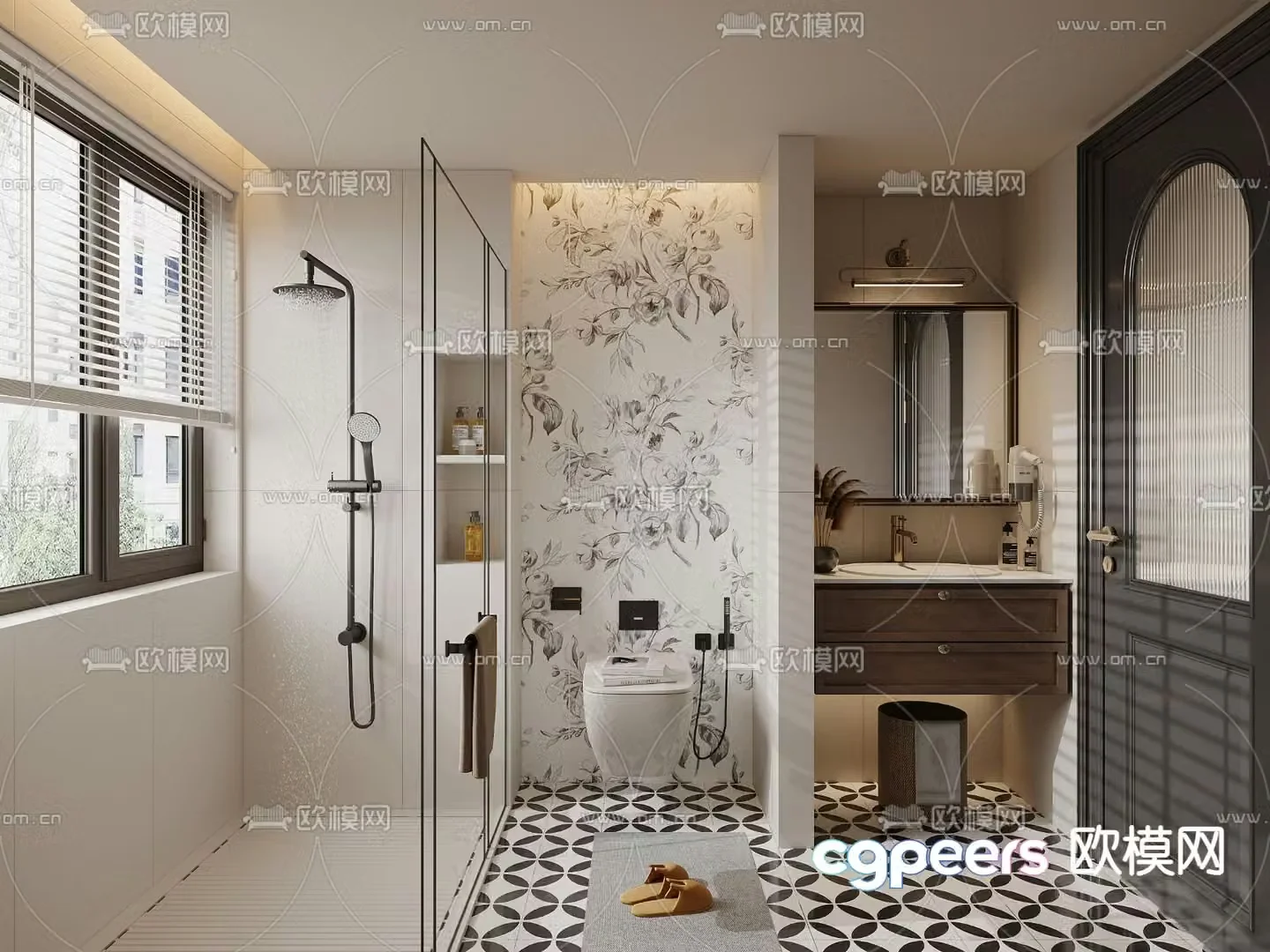 French bathroom bathroom toilet 3d model