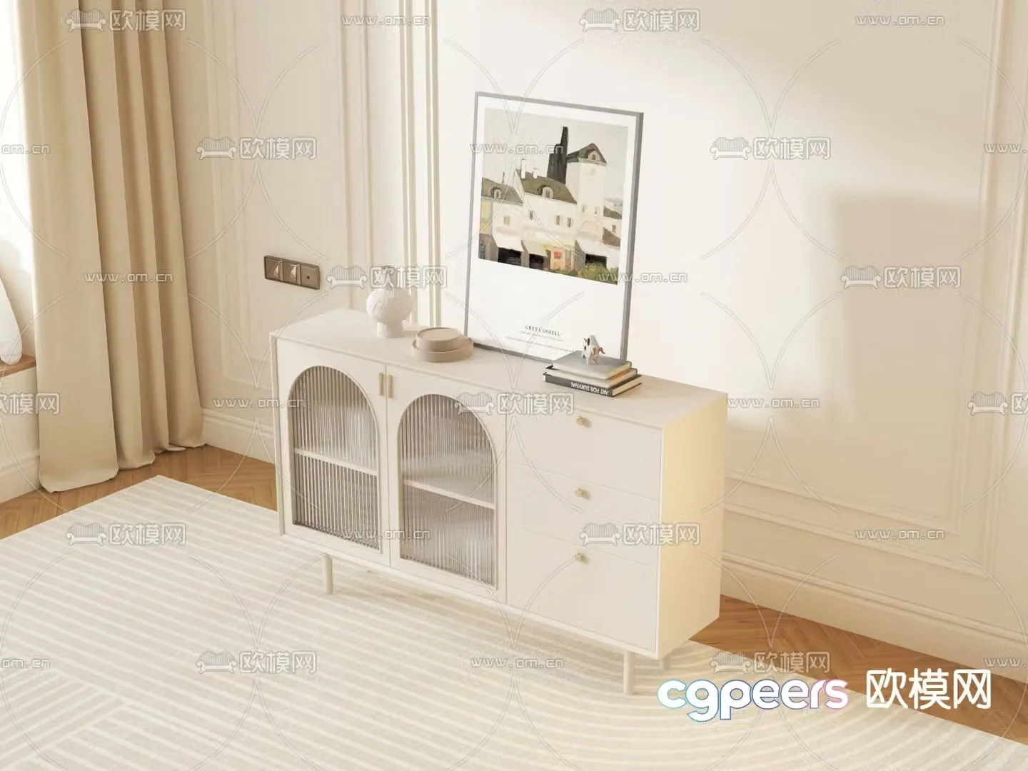 Cream style sideboard 3d model