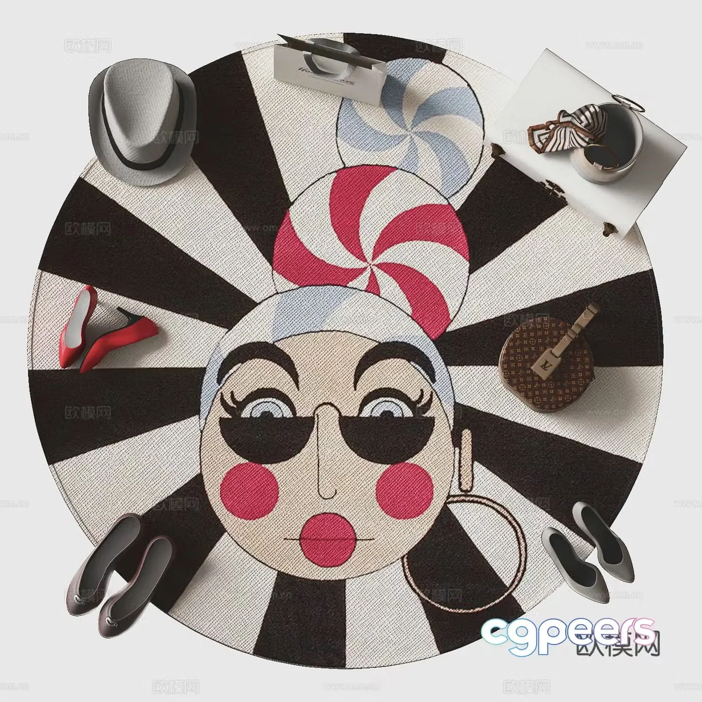 Modern round carpet 3d model
