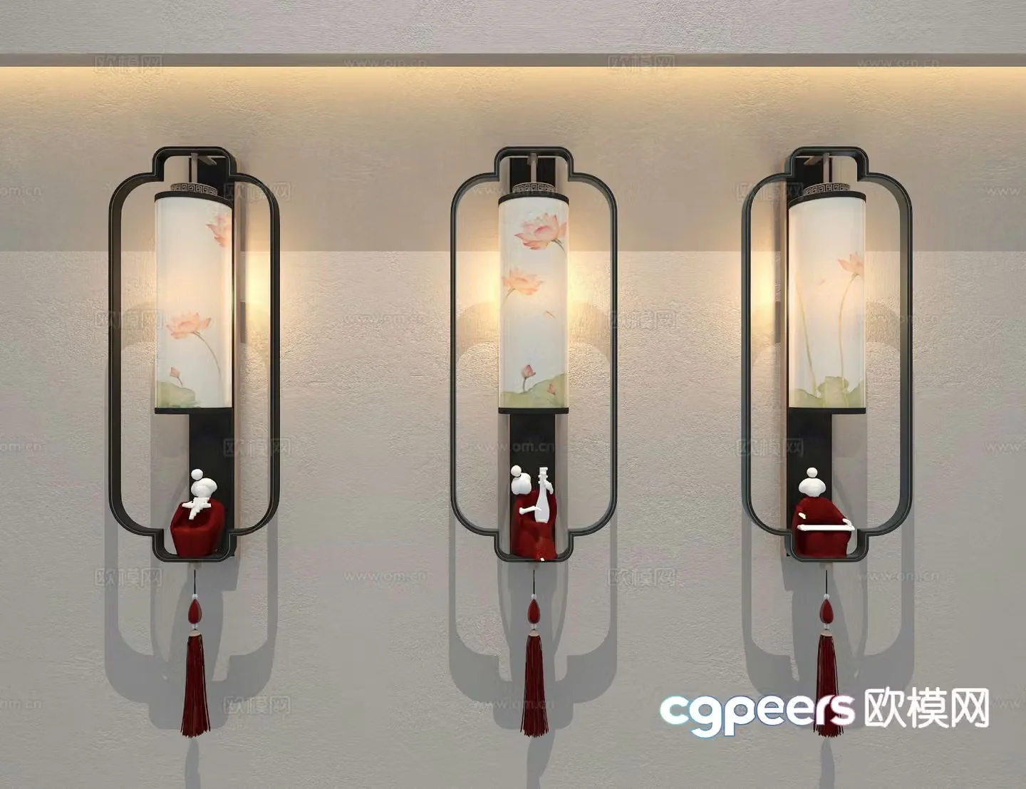 New Chinese style wall lamp 3d model