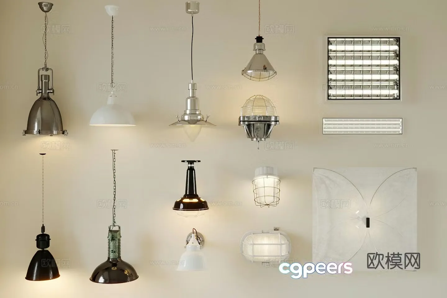 Industrial lamp combination Metal chandeliers nostalgic wall lamp Restaurant chandeliers BBQ chandeliers Wall lamp 3d model