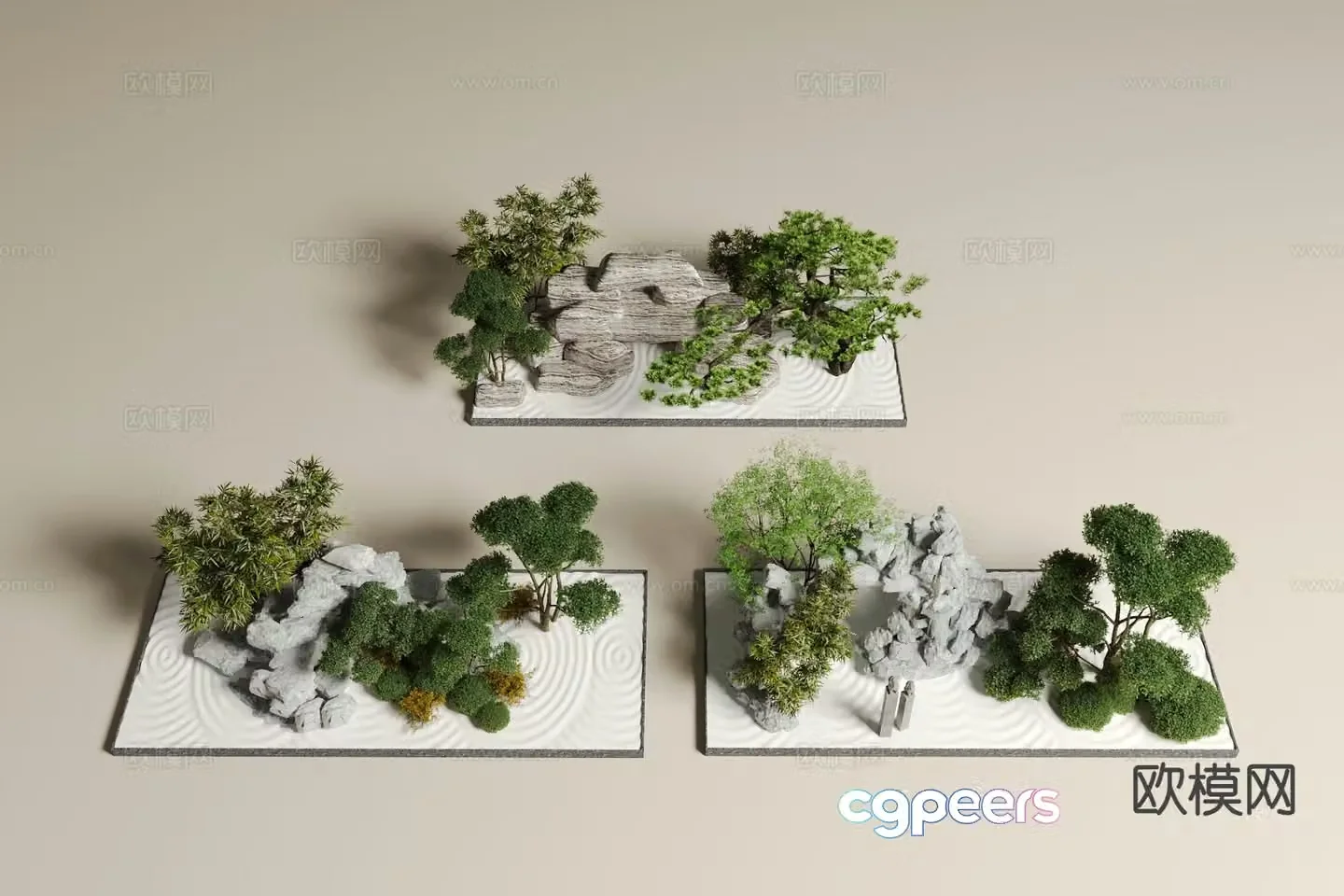 Rockery waterscape courtyard landscape sketch 3D model