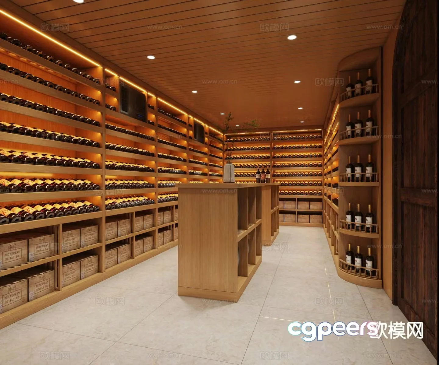 Modern red wine cellar cold storage room constant temperature room 3D model