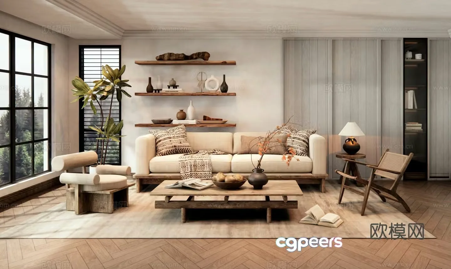 Middle-aged living room 3d model