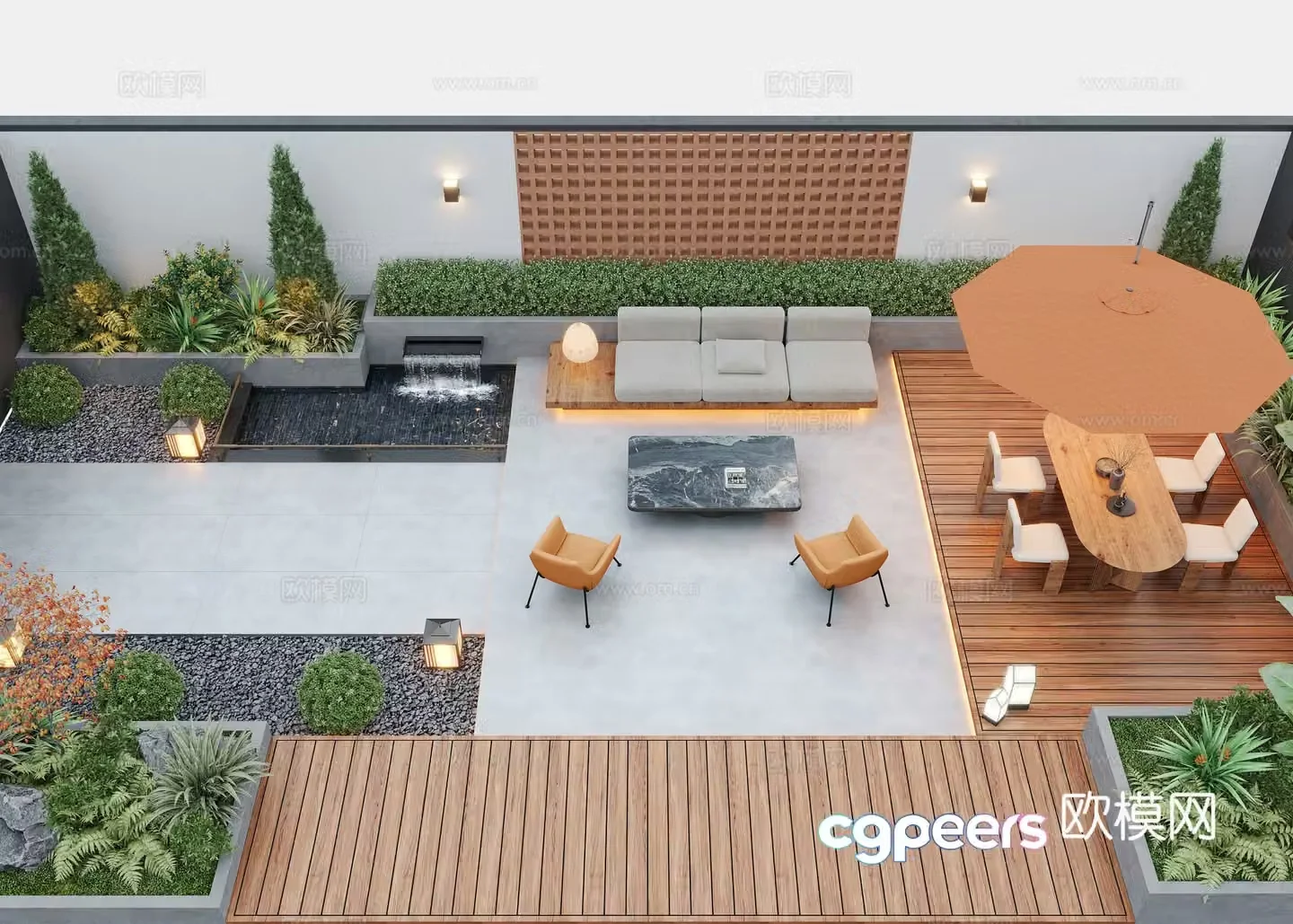 Modern courtyard landscape Villa courtyard Garden water view Landscape Landscape Landscape Sketch 3D Model