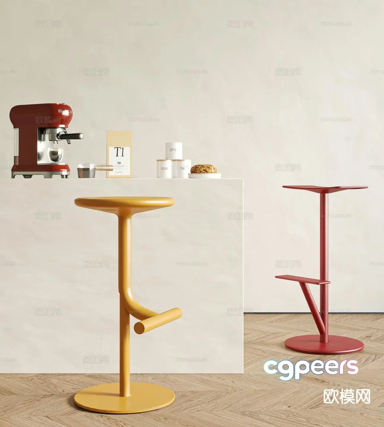 Memphis bar stool bar stool 3d model