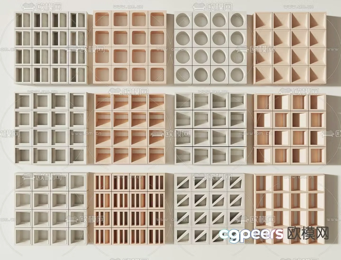 Hollow brick cement brick partition 3d model