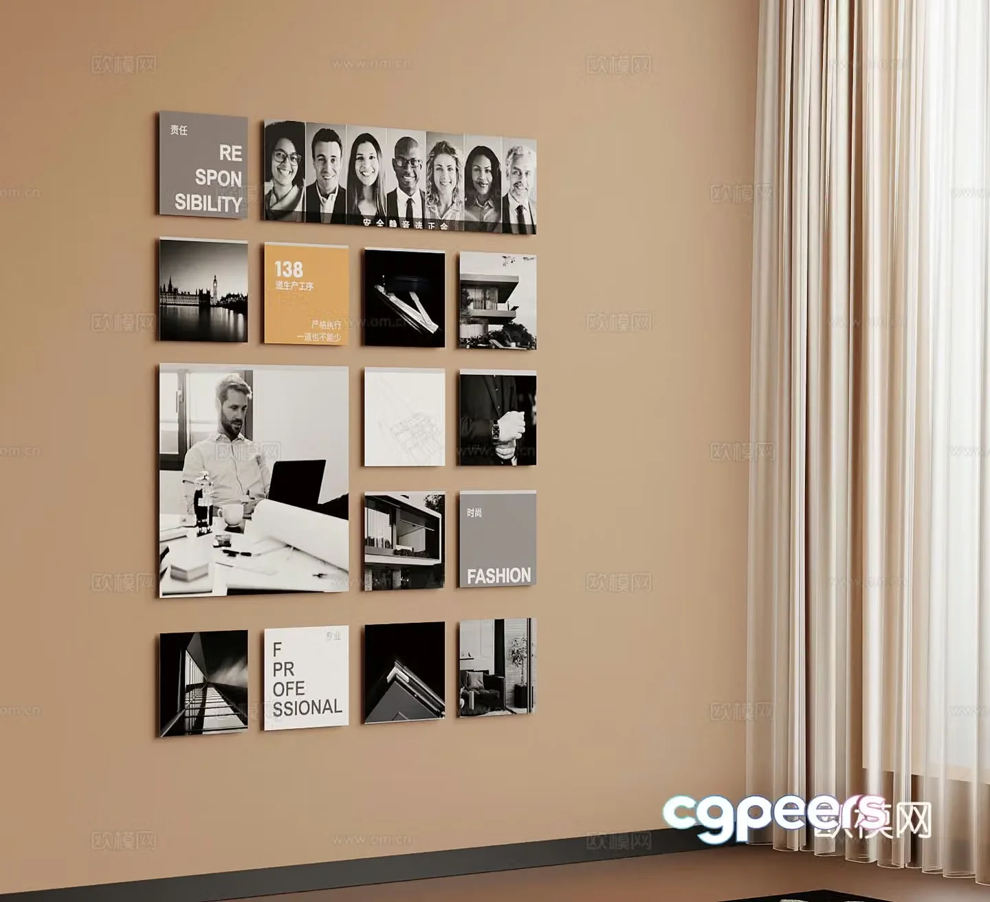 Modern decorative painting Photo wall Display wall 3d model