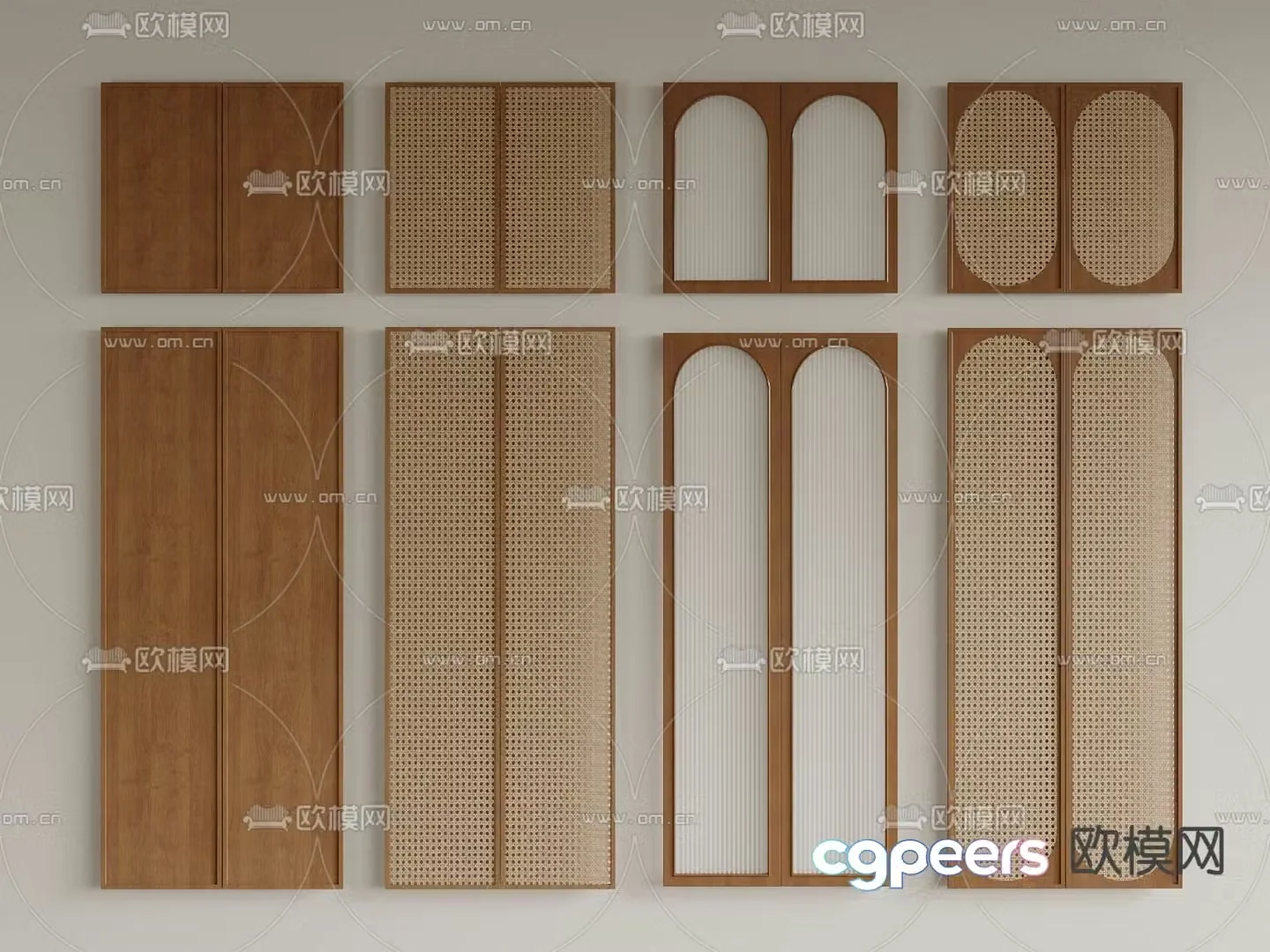 Wasabi Rattan cabinet door wardrobe door 3D model