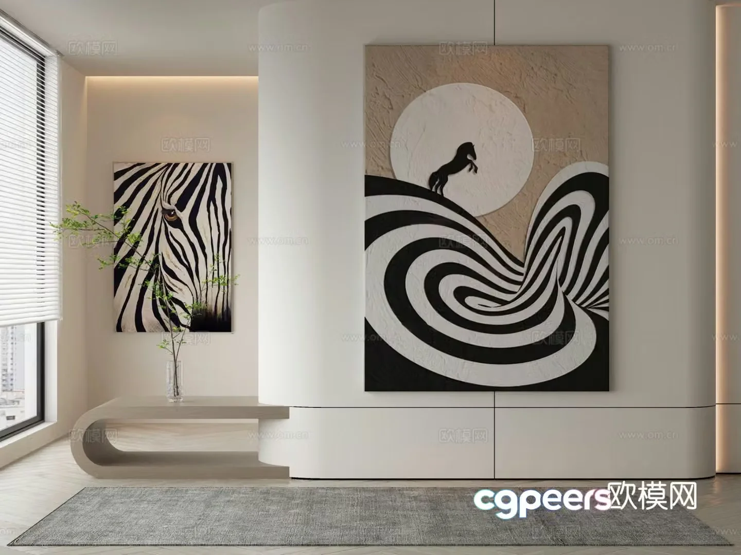 Modern texture painting decorative painting 3d model