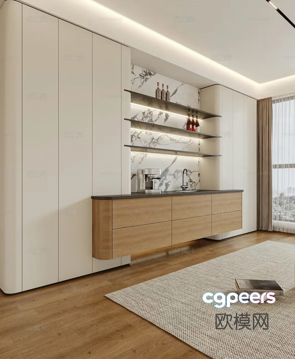 Modern sideboard floating sideboard 3d model