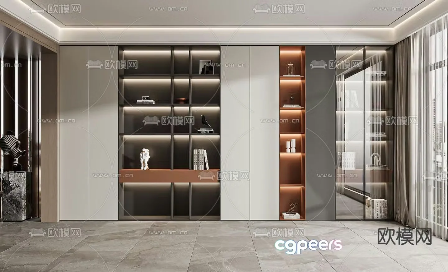 Bookcase display cabinet 3d model