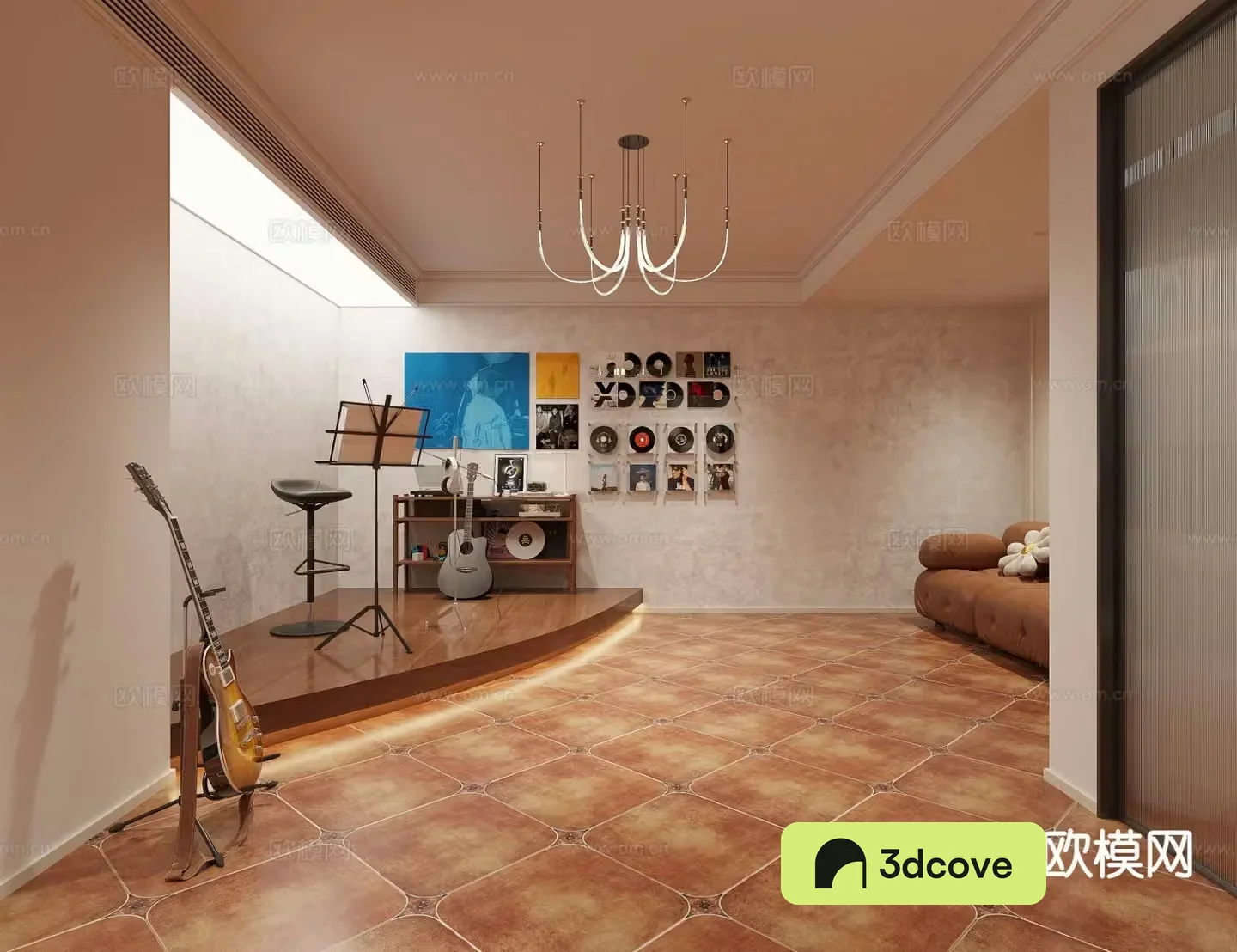 American retro basement music room