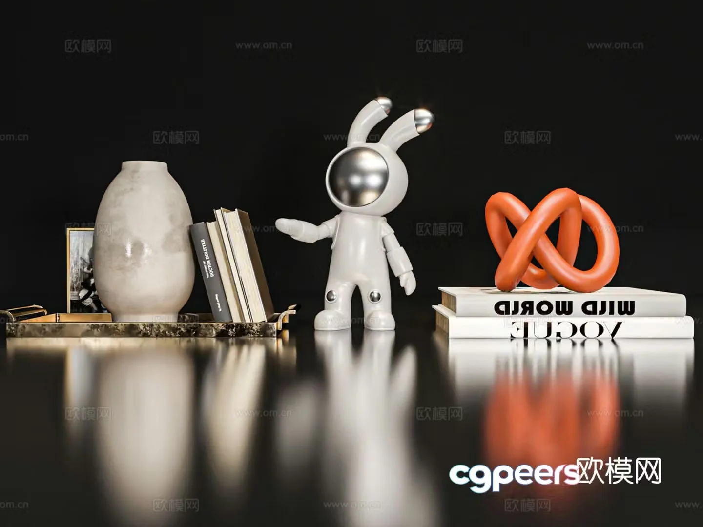 Modern jewelry ornaments Astronaut Rabbit book 3d model