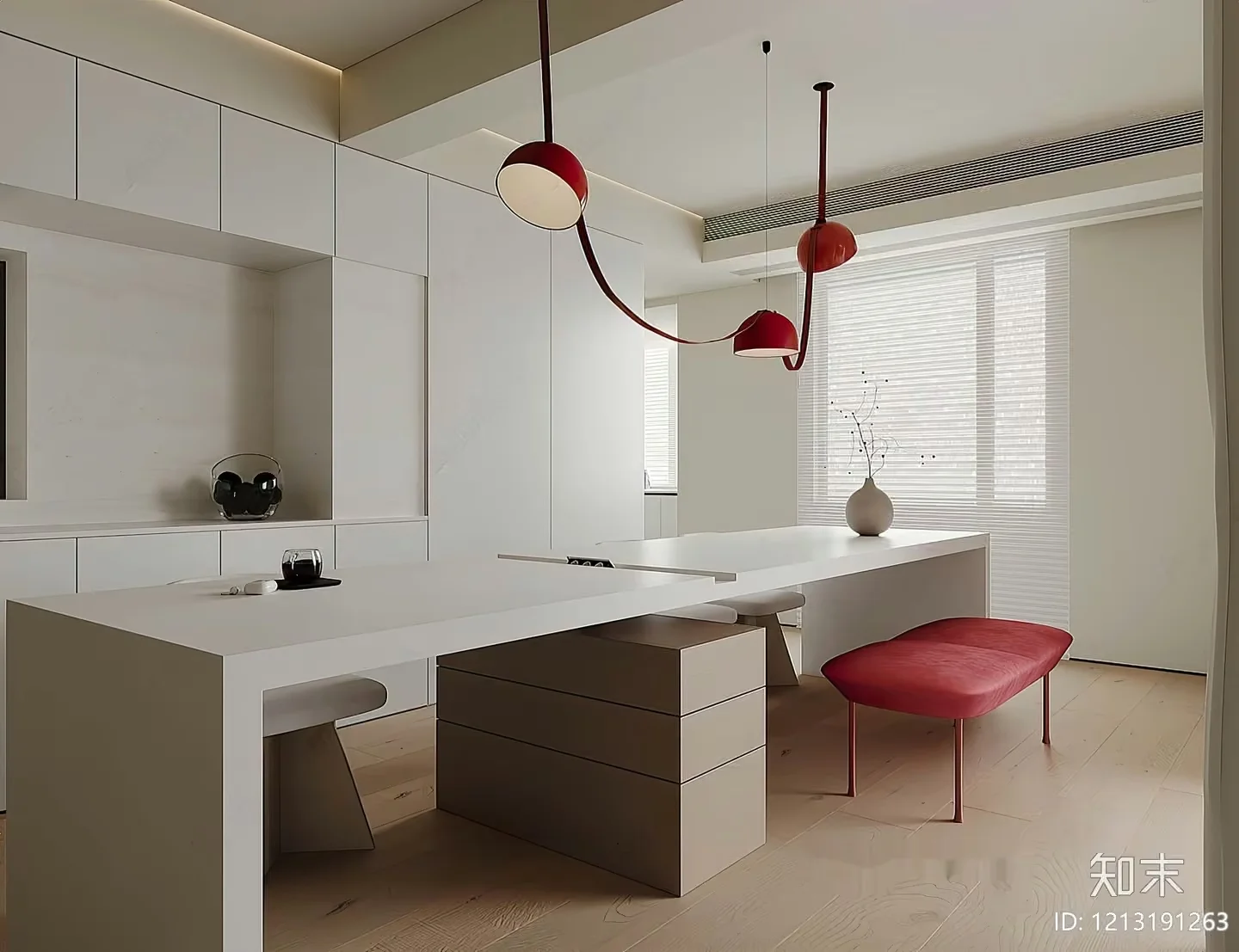 Modern Minimalist Dining Room 3D Model – 18297 – VRAY Render