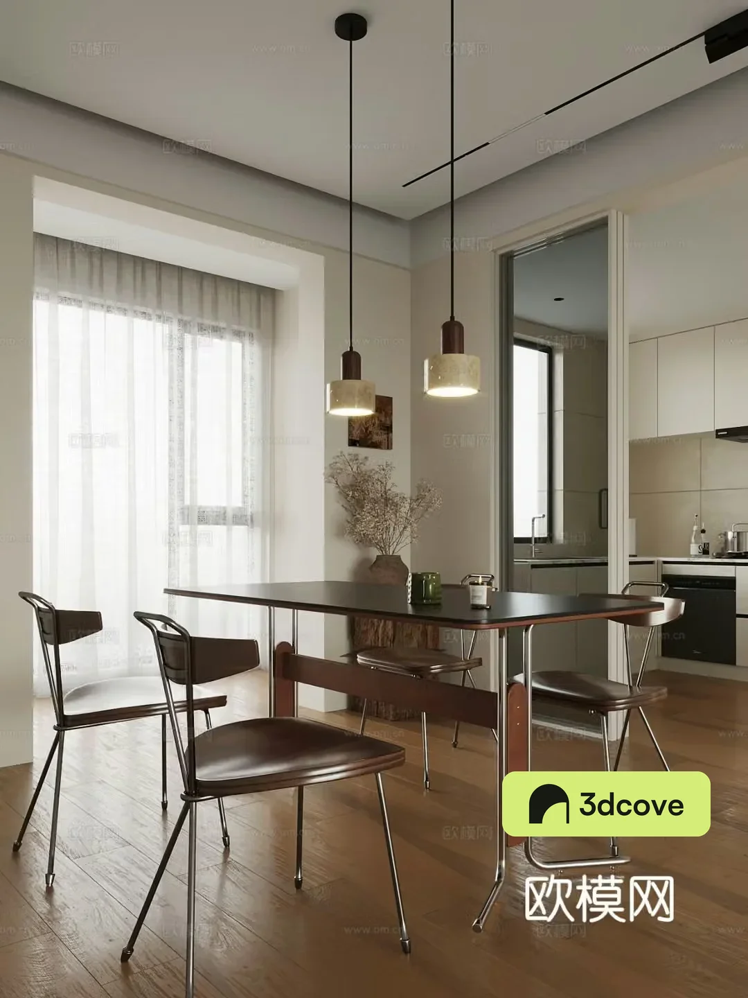 Medieval style dining table and chairs 3d model