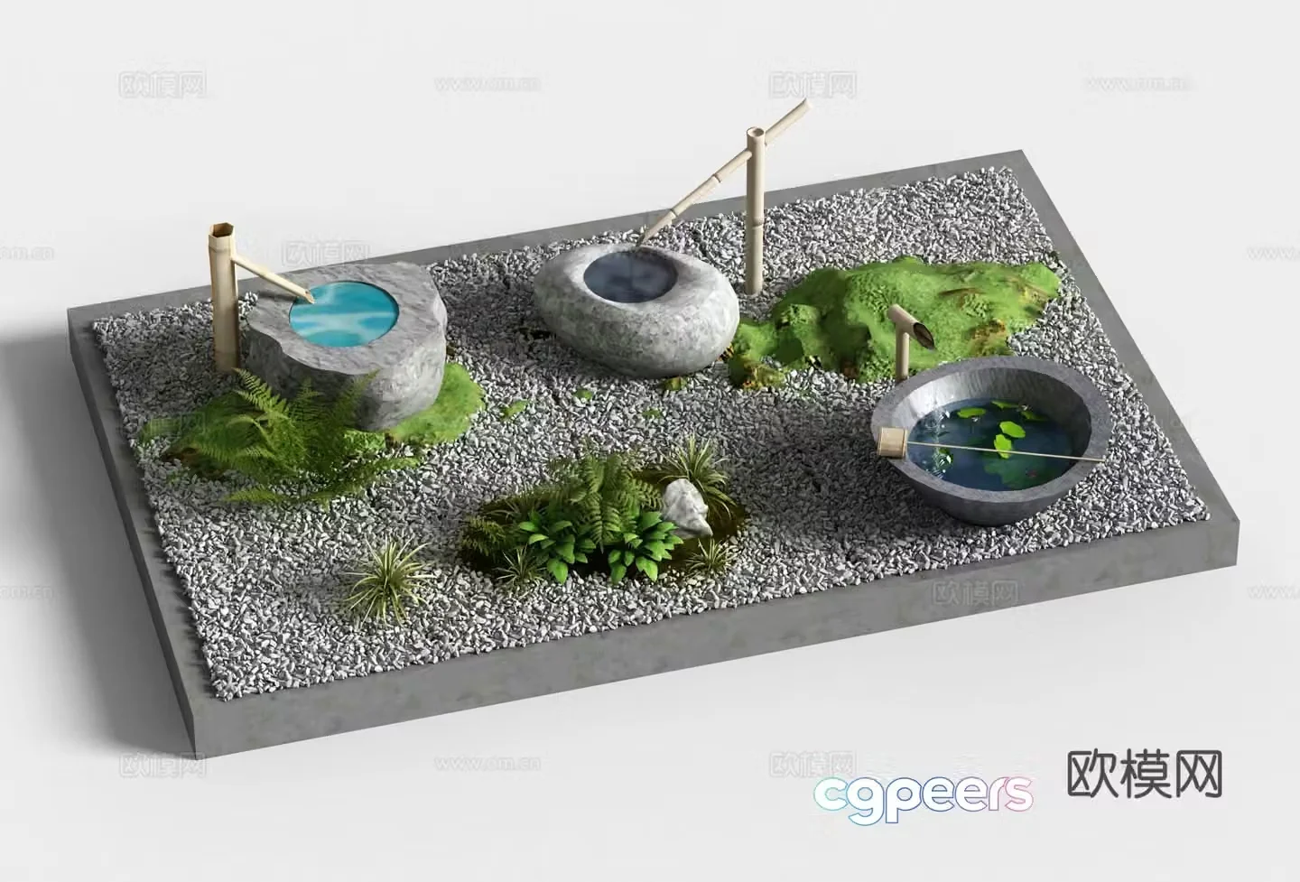 Gardening landscape waterscape basin 3d model