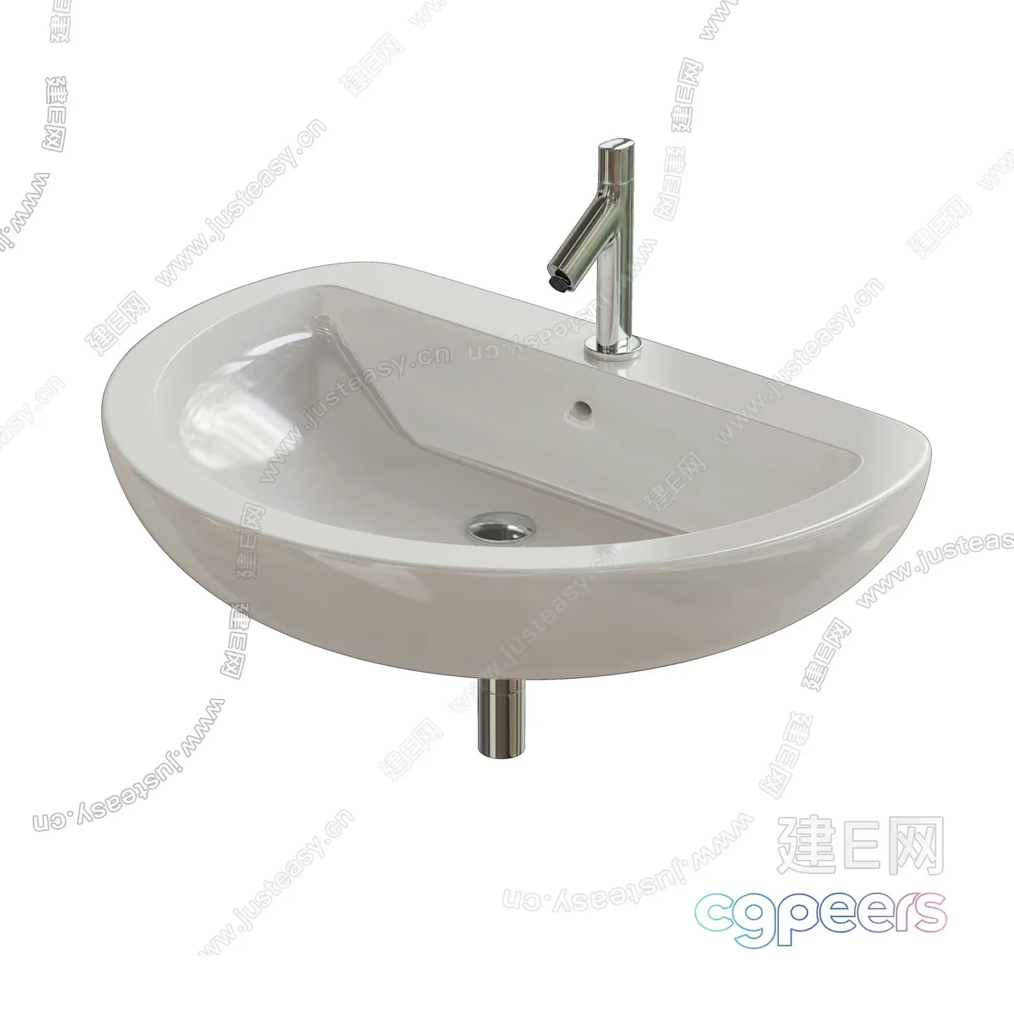 A White Sink With A Silver Faucet 3D Model – 2698 – VRAY Render